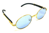 Galant Luxury Oval Metal & Faux Wood Sunglasses
