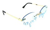 Rimless Oval Blood Drip Splatter Shaped Luxury Sunglasses