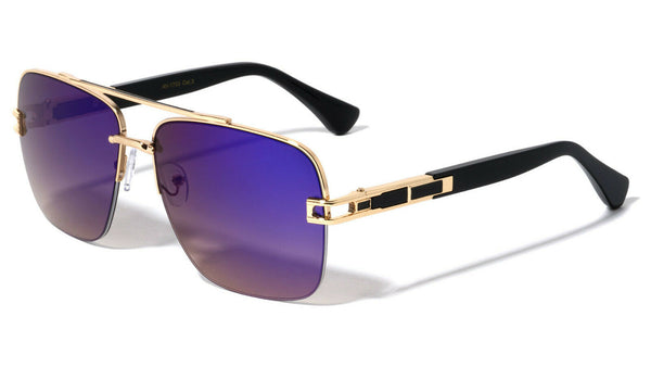 Elegant Square Semi Rimless Fancy Metal & Plastic Luxury Aviator Sunglasses