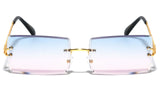 Pristine Slim Rimless Rectangular Luxury Aviator Sunglasses