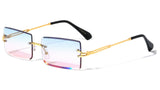 Pristine Slim Rimless Rectangular Luxury Aviator Sunglasses