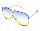 Rimless Oversized One Piece Shield Luxury Aviator Sunglasses