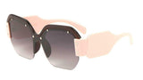 Oversized Women's Semi Rimless Shield Square Sunglasses