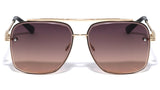 Luxury Beveled Square Lenses Metal Aviator Sunglasses