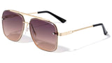 Luxury Beveled Square Lenses Metal Aviator Sunglasses