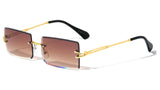 Pristine Slim Rimless Rectangular Luxury Aviator Sunglasses
