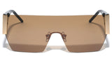 Oversized Rimless Flat Top One Piece Lens Luxury Shield Aviator Sunglasses