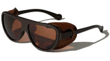 Classic Aviator Sunglasses w/Faux Leather Side Shield Wind Guards