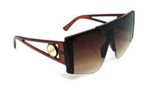 Luxury Oversized Flat Top Semi Rimless One Piece Shield Lens Aviator Sunglasses