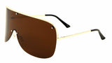 Siberia XL Oversized Semi Rimless Wrap Around Mono Shield Sunglasses