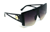 Luxury Oversized Flat Top Semi Rimless One Piece Shield Lens Aviator Sunglasses