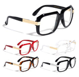 Gazelle Emcee Square Oversized Hip Hop Luxury Aviator Sunglasses w/ Clear Lenses