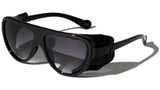 Classic Aviator Sunglasses w/Faux Leather Side Shield Wind Guards