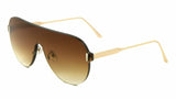 Rimless Oversized Shield Thick One Piece Mono Lens Aviator Sunglasses