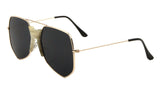 Napoli Oversized Square Flat Top Aviator Sunglasses w/Keyhole Bridge