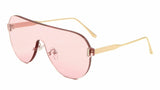 Rimless Oversized Shield Thick One Piece Mono Lens Aviator Sunglasses