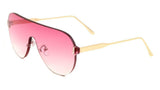 Rimless Oversized Shield Thick One Piece Mono Lens Aviator Sunglasses