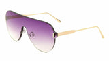 Rimless Oversized Shield Thick One Piece Mono Lens Aviator Sunglasses