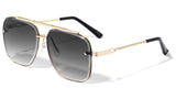 Luxury Beveled Square Lenses Metal Aviator Sunglasses