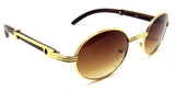 Galant Luxury Oval Metal & Faux Wood Sunglasses