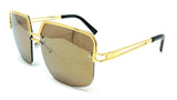 Oversized Semi Rimless Luxury Square Aviator Sunglasses