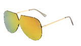 Rimless Oversized One Piece Shield Luxury Aviator Sunglasses
