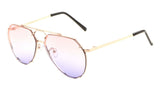 Floating Flat Lens Aviator Sunglasses w/Brow Bar