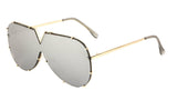 Rimless Oversized One Piece Shield Luxury Aviator Sunglasses