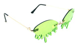 Rimless Oval Blood Drip Splatter Shaped Luxury Sunglasses