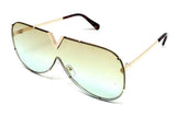 Rimless Oversized One Piece Shield Luxury Aviator Sunglasses