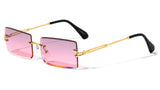 Pristine Slim Rimless Rectangular Luxury Aviator Sunglasses