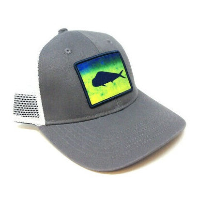 Mahi Mahi Patch Sport Fishing Angler Logo Mesh Trucker Snapback Hat –