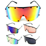 Futuristic Wrap Around One Piece Shield Lens Luxury Aviator Sunglasses