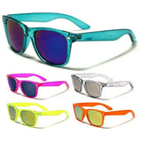 Neon Classic Casual Retro Square Trendy 80's Sunglasses w/ Flash Mirror Lenses