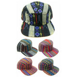 Tribal Native American Mixed Prints Fabric 5 Panel Strapback Camper Hat