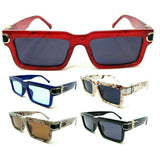 Slim Sleek Marble Thick Bold Frame Square Gold Buckle Luxury Sunglasses