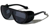 Classic Aviator Sunglasses w/Faux Leather Side Shield Wind Guards