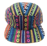 Tribal Native American Mixed Prints Fabric 5 Panel Strapback Camper Hat