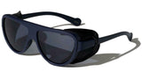 Classic Aviator Sunglasses w/Faux Leather Side Shield Wind Guards