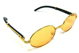 Galant Luxury Oval Metal & Faux Wood Sunglasses
