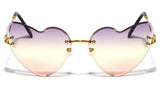 Women's Heart Shaped Rimless Luxury Sunglasses