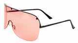 Siberia XL Oversized Semi Rimless Wrap Around Mono Shield Sunglasses