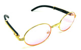 Galant Luxury Oval Metal & Faux Wood Sunglasses