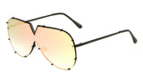 Rimless Oversized One Piece Shield Luxury Aviator Sunglasses