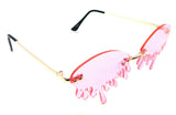 Rimless Oval Blood Drip Splatter Shaped Luxury Sunglasses