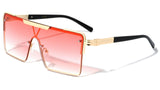 Oversized Square One Piece Shield Lens Luxury Aviator Sunglasses