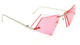 Women's Rimless Double Lens Cat Eye Triangle Sunglasses