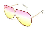 Rimless Oversized One Piece Shield Luxury Aviator Sunglasses