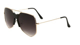Napoli Oversized Square Flat Top Aviator Sunglasses w/Keyhole Bridge