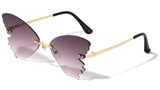 Rimless Butterfly Wings Shaped Lenses Retro Luxury Sunglasses